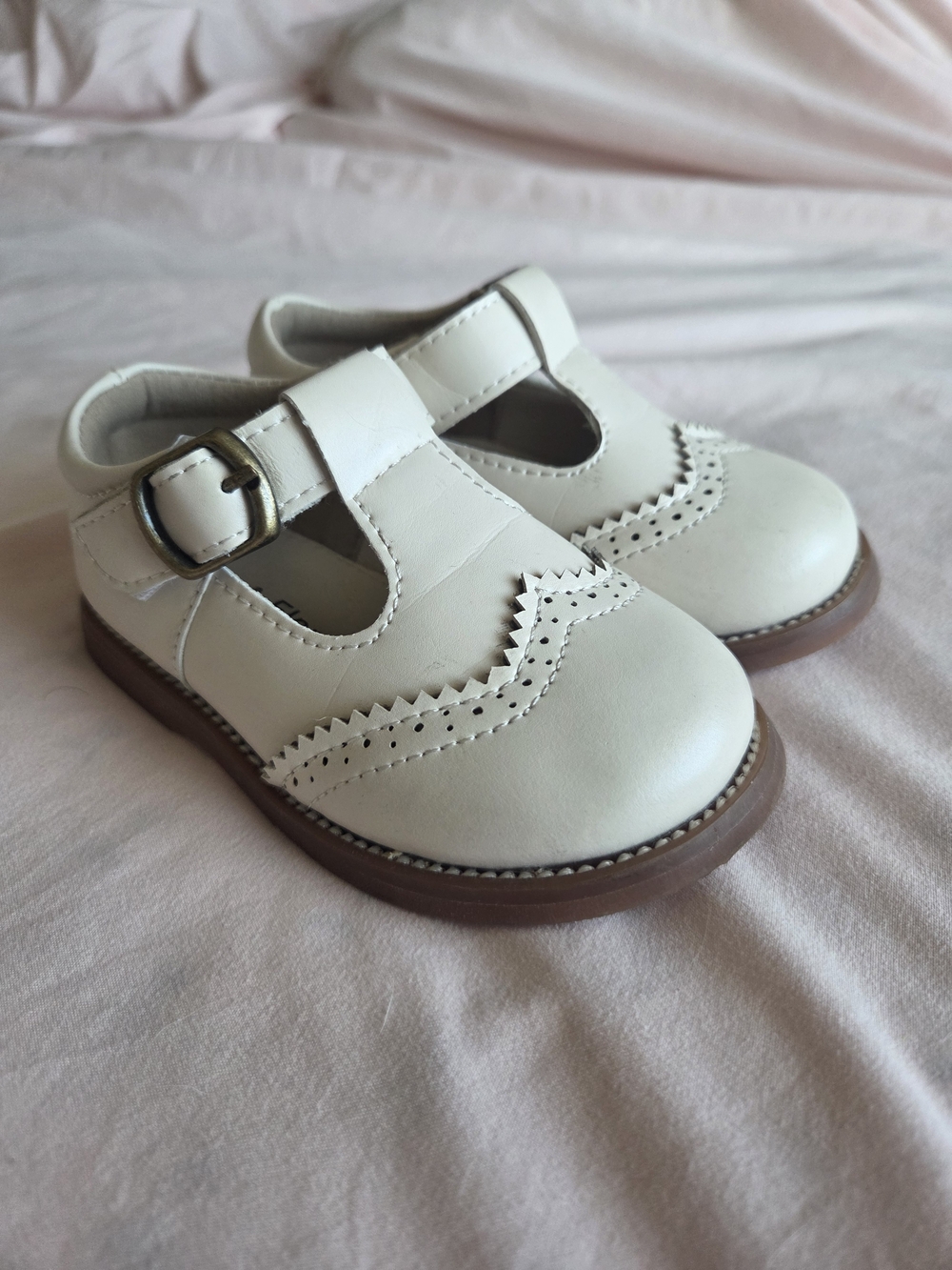 Classic White T‑Strap Kids Dress Shoes